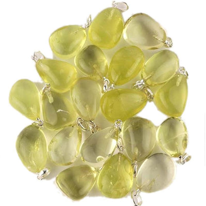 Pendentif quartz citron Brésil A pierre roulée boucle argent 925 - La Boite à Cailloux