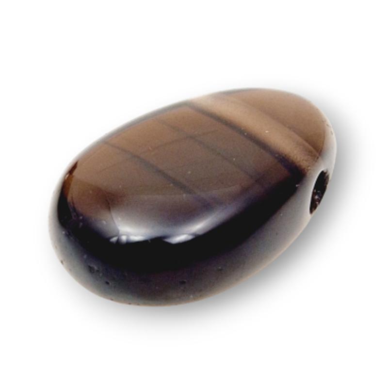 Pendentif quartz fumé Etats - Unis A (pierre trouée) + cordon - La Boite à Cailloux