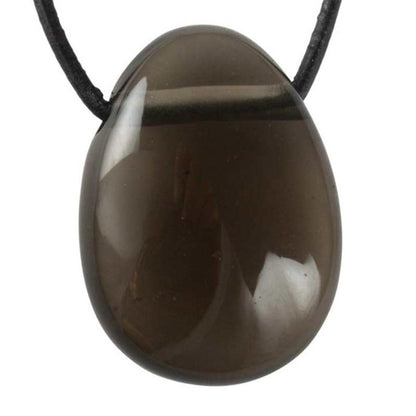 Pendentif quartz fumé Etats - Unis A (pierre trouée) + cordon - La Boite à Cailloux