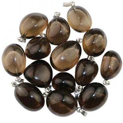Pendentif quartz fumé Etats - Unis AA pierre roulée boucle argent 925 - La Boite à Cailloux