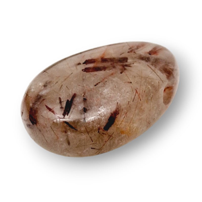 Pendentif quartz hématoide rouge Brésil A (pierre trouée) + cordon - La Boite à Cailloux