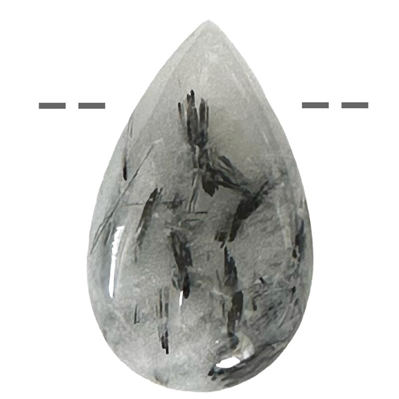 Pendentif quartz inclusions de tourmaline goutte Brésil AA (pierre trouée) + cordon - La Boite à Cailloux