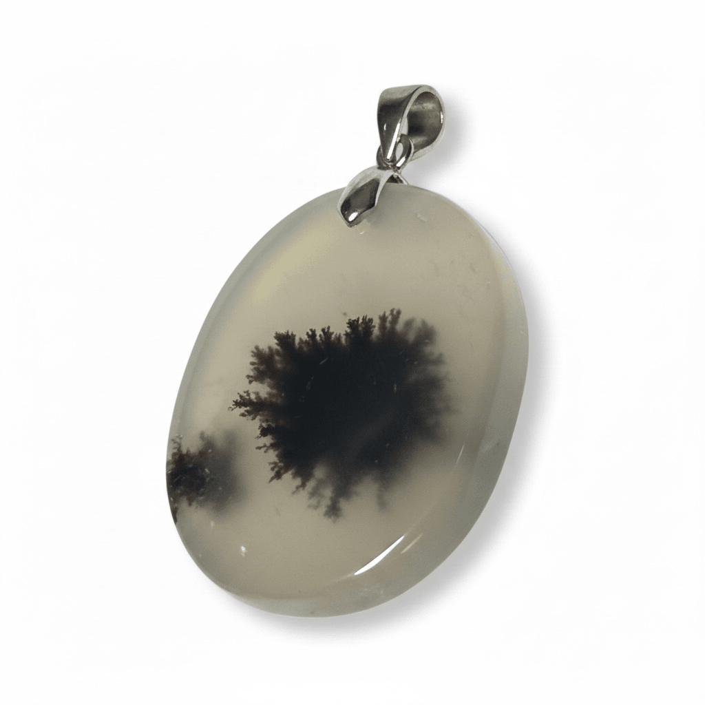 Pendentif quartz mousse Brésil AA argent 925 - La Boite à Cailloux