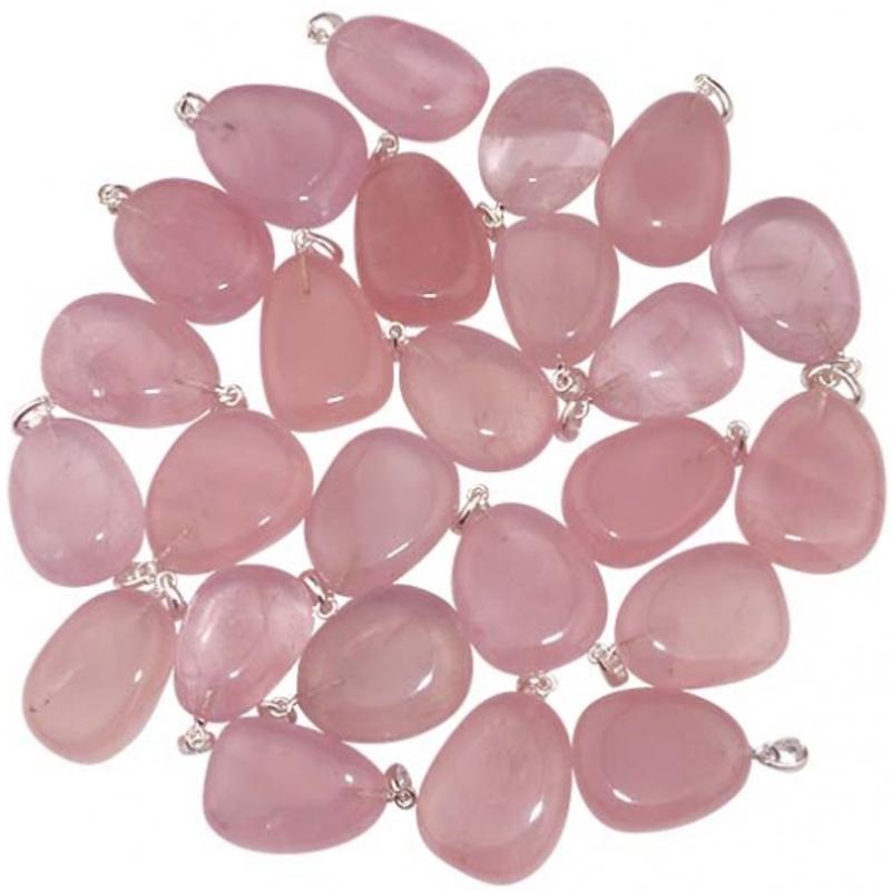 Pendentif quartz rose Brésil A pierre roulée boucle argent 925 - La Boite à Cailloux
