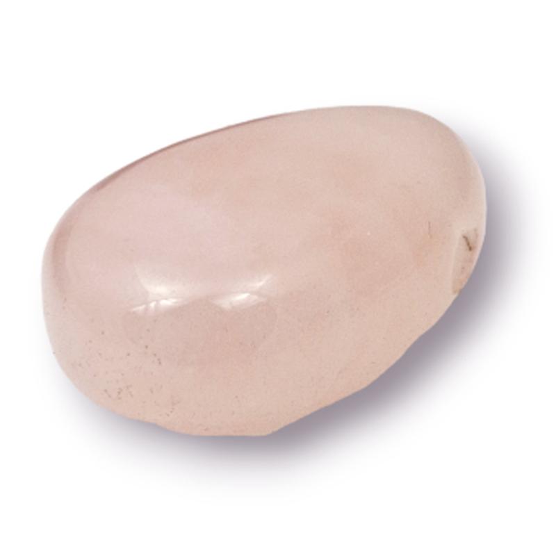 Pendentif quartz rose Brésil A (pierre trouée) + cordon - La Boite à Cailloux