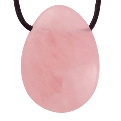 Pendentif quartz rose Brésil A (pierre trouée) + cordon - La Boite à Cailloux