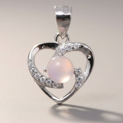 Pendentif quartz rose Madagascar AAA argent 925 Rhodié - La Boite à Cailloux