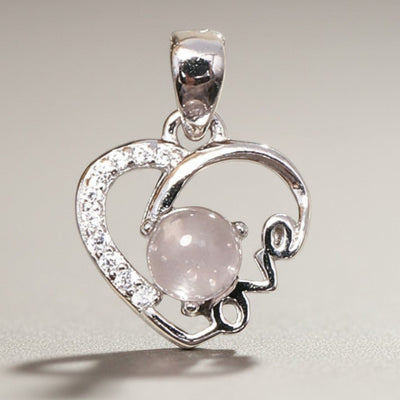 Pendentif quartz rose Madagascar AAA argent 925 Rhodié