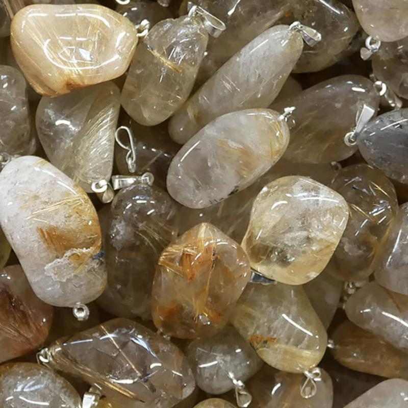 Pendentif quartz rutile Brésil A pierre roulée - La Boite à Cailloux