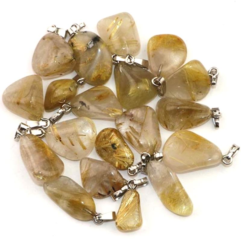 Pendentif quartz rutile Brésil A pierre roulée boucle argent 925 - La Boite à Cailloux
