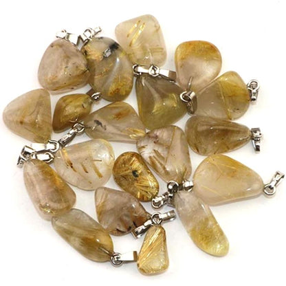 Pendentif quartz rutile Brésil A pierre roulée boucle argent 925 - La Boite à Cailloux