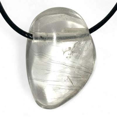 Pendentif quartz rutile Brésil A (pierre trouée) + cordon