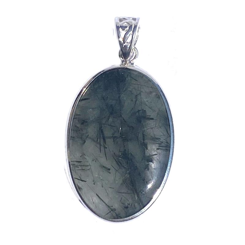 Pendentif quartz tourmaline Brésil AA argent 925 - La Boite à Cailloux