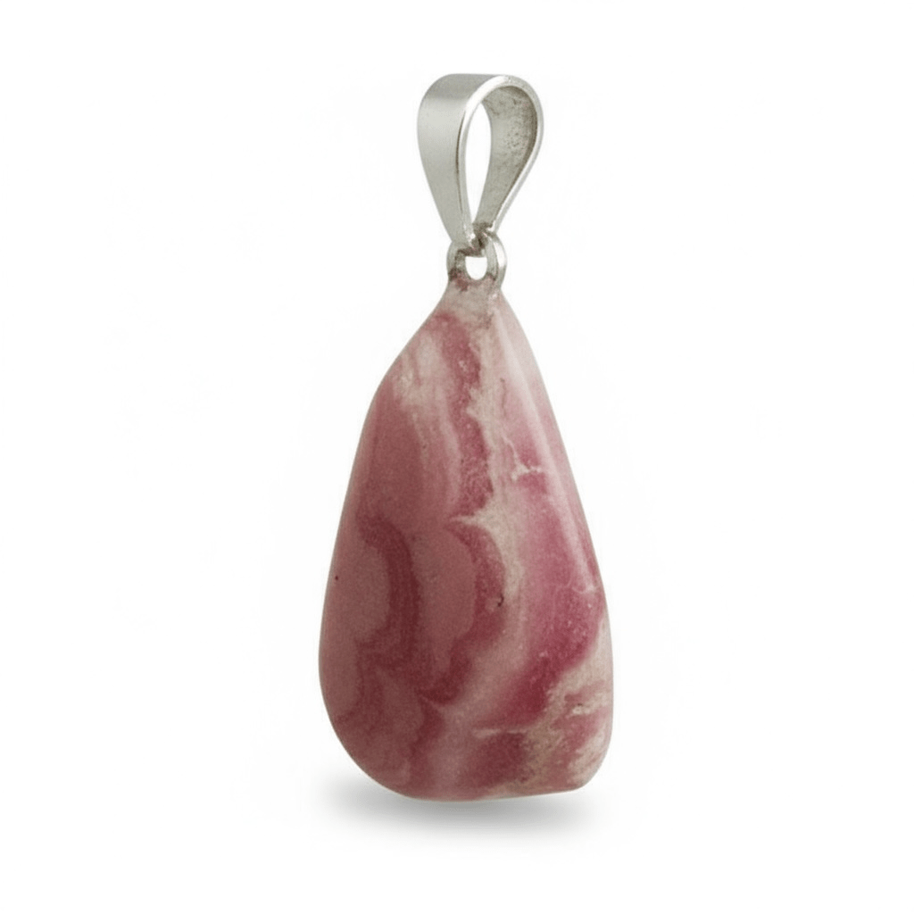 Pendentif rhodochrosite Argentine A pierre roulée boucle argent 925 - La Boite à Cailloux