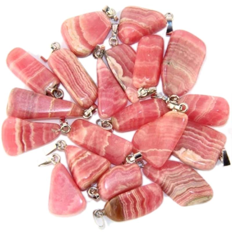 Pendentif rhodochrosite Argentine A pierre roulée boucle argent 925 - La Boite à Cailloux