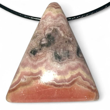 Pendentif rhodochrosite Argentine AA (pierre trouée) + cordon - La Boite à Cailloux