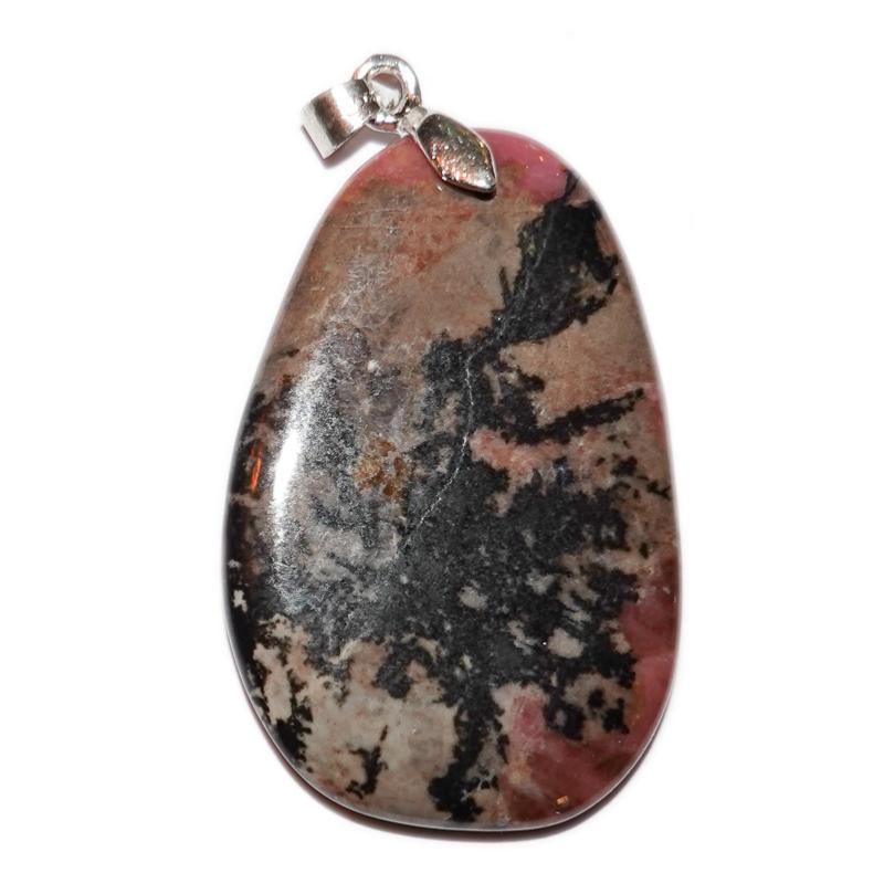 Pendentif rhodonite Madagascar A (pierre plate) - La Boite à Cailloux