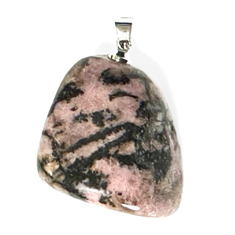 Pendentif rhodonite Madagascar A (pierre roulée) - La Boite à Cailloux