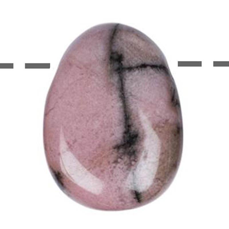 Pendentif rhodonite Madagascar A (pierre trouée) + cordon - La Boite à Cailloux