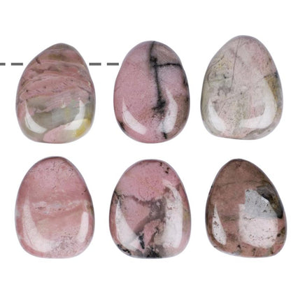 Pendentif rhodonite Madagascar A (pierre trouée) + cordon - La Boite à Cailloux