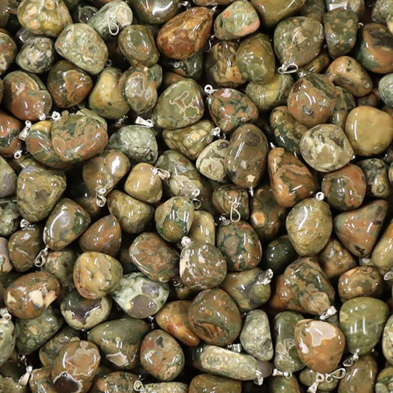 Pendentif rhyolite Australie A pierre roulée acier inoxydable - La Boite à Cailloux