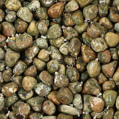 Pendentif rhyolite Australie A pierre roulée acier inoxydable - La Boite à Cailloux