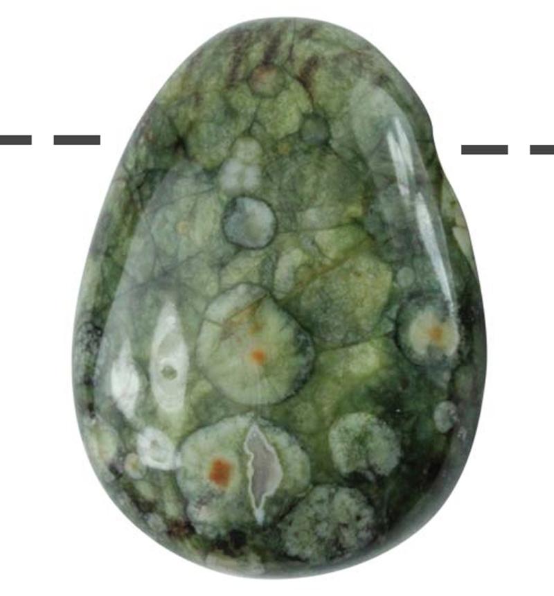 Pendentif rhyolite verte Australie A (pierre trouée) + cordon - La Boite à Cailloux