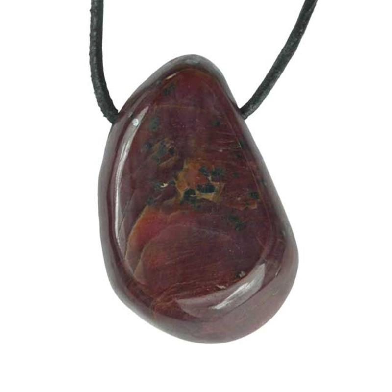 Pendentif rubis Inde AB (pierre trouée) + cordon - La Boite à Cailloux