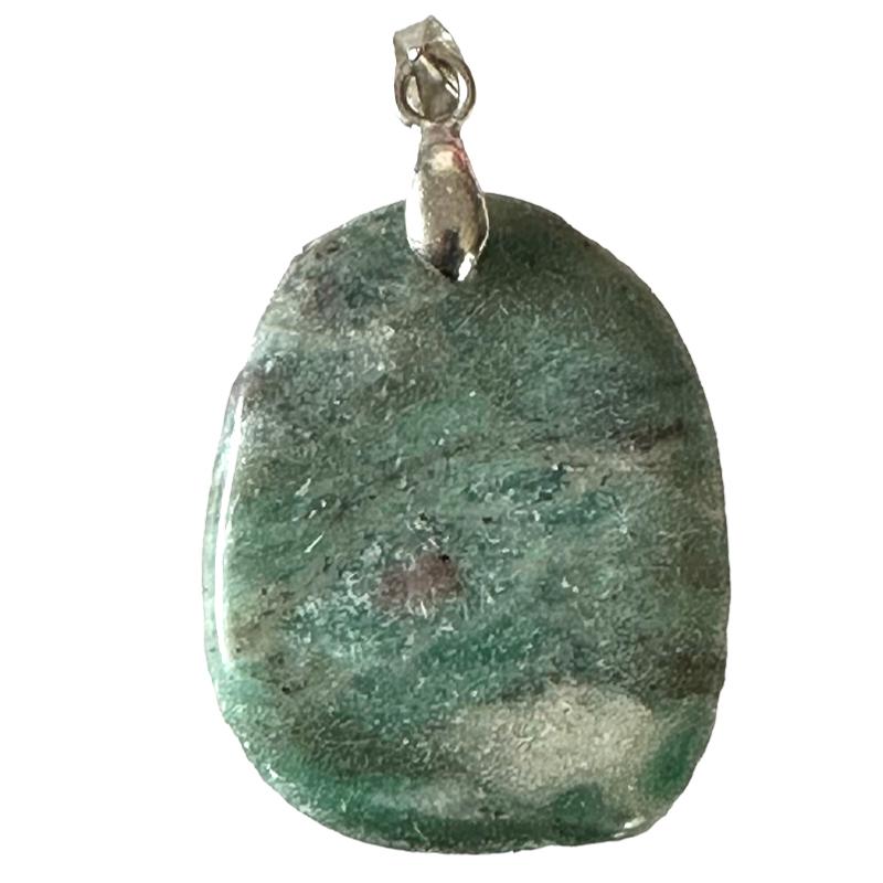 Pendentif rubis sur fuschite Inde A (pierre plate) - La Boite à Cailloux