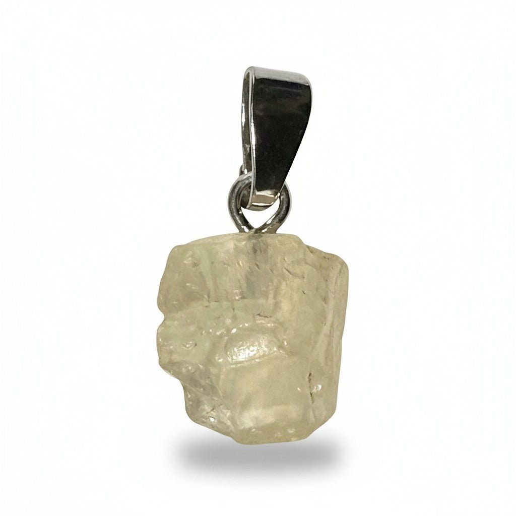 Pendentif scapolite jaune Inde AA pierre roulée boucle argent 925 - La Boite à Cailloux