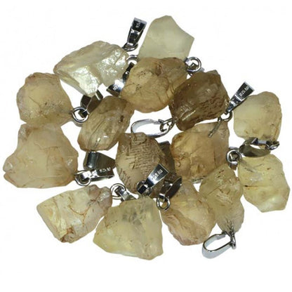 Pendentif scapolite jaune Inde AA pierre roulée boucle argent 925 - La Boite à Cailloux