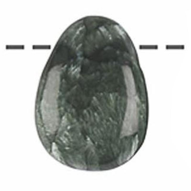 Pendentif séraphinite goutte Russie AA (pierre trouée) + cordon - La Boite à Cailloux