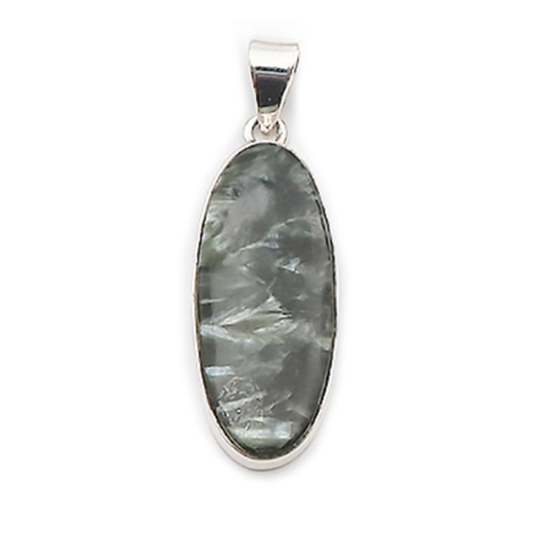 Pendentif séraphinite Russie AA argent 925 - La Boite à Cailloux