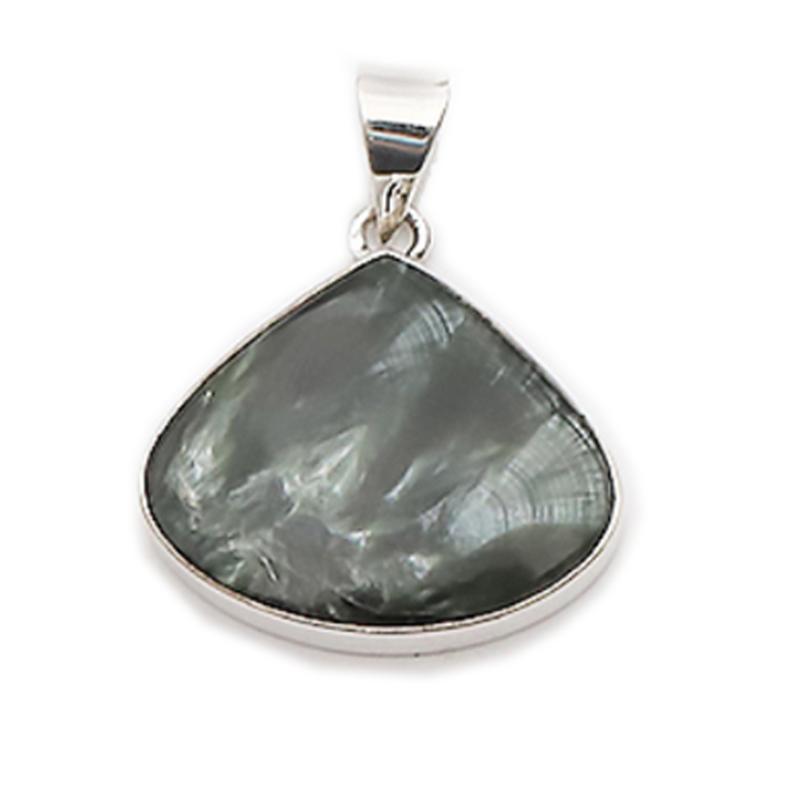 Pendentif séraphinite Russie AA argent 925 - La Boite à Cailloux