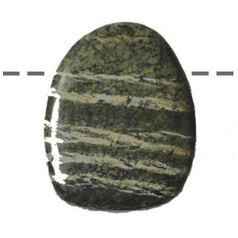 Pendentif serpentine à bande Brésil A (pierre trouée) + cordon - La Boite à Cailloux