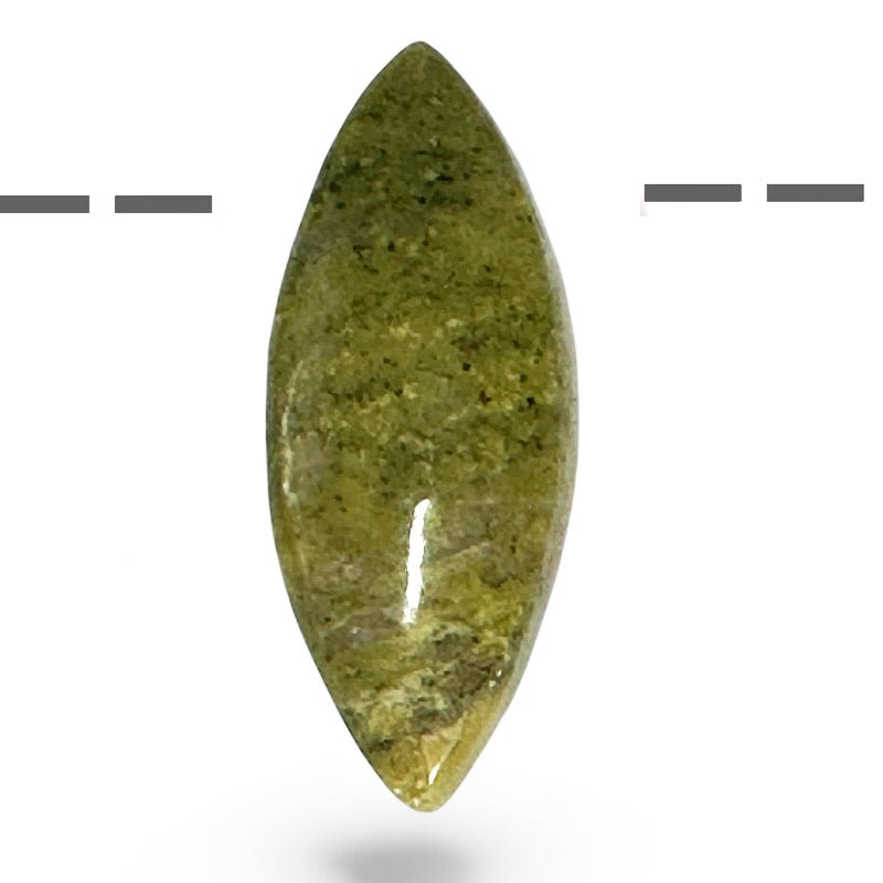 Pendentif serpentine Pérou AA marquise (pierre trouée) + cordon - La Boite à Cailloux