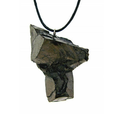 Crystallized raw shungite pendant (approximately 5g) + cord