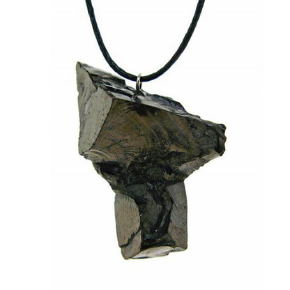 Pendentif shungite brute cristallisée (environ 5g) + cordon - La Boite à Cailloux