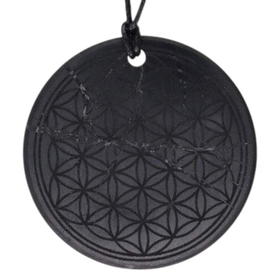 Shungite flower of life pendant 30mm + cord