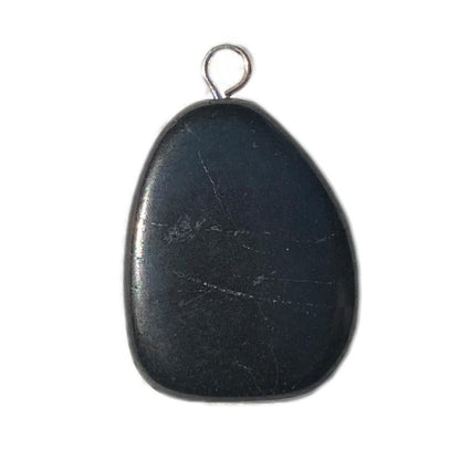Pendentif shungite Russie A (pierre plate) - La Boite à Cailloux