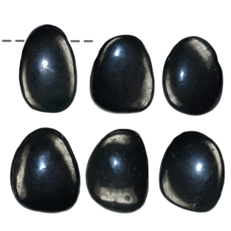 Pendentif shungite Russie A (pierre trouée) + cordon - La Boite à Cailloux