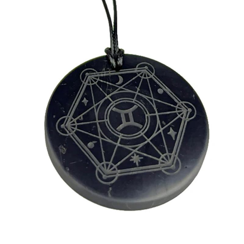 Pendentif shungite signe du zodiaque "Gémeaux" - La Boite à Cailloux