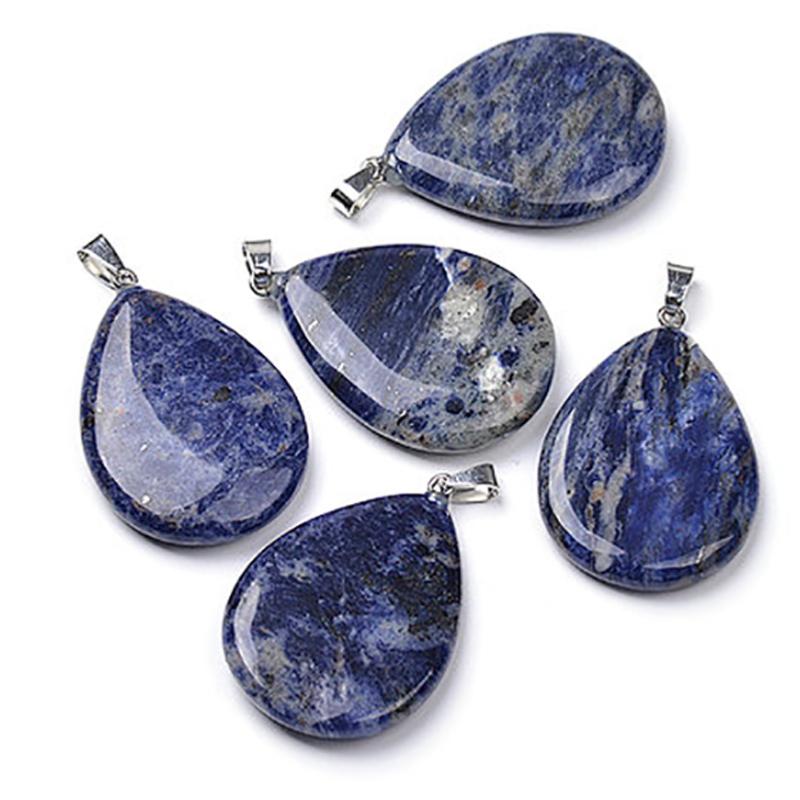 Pendentif sodalite Brésil A goutte acier inoxydable - La Boite à Cailloux
