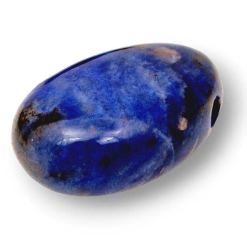 Pendentif sodalite Brésil A (pierre trouée) + cordon - La Boite à Cailloux