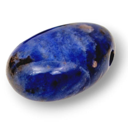 Pendentif sodalite Brésil A (pierre trouée) + cordon - La Boite à Cailloux