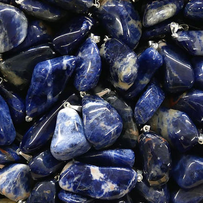 Pendentif sodalite Namibie AA (pierre roulée) - La Boite à Cailloux