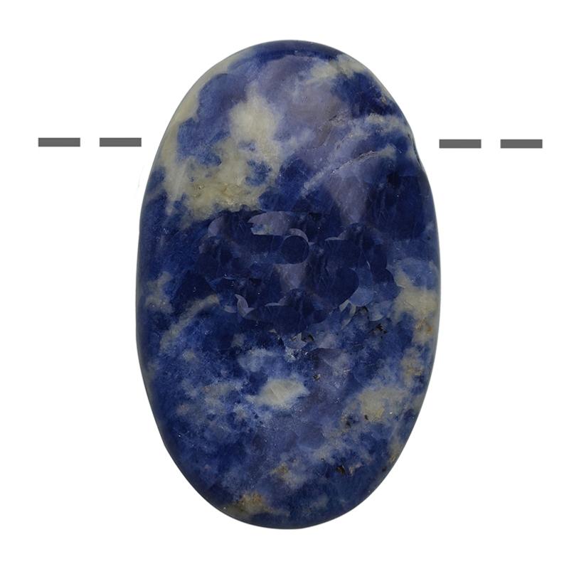Pendentif sodalite ovale Brésil A (pierre trouée) + cordon - La Boite à Cailloux