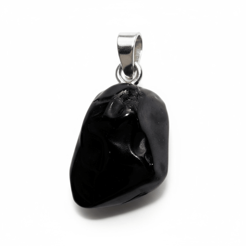 Pendentif spinelle noir Thailande boucle argent 925 - La Boite à Cailloux