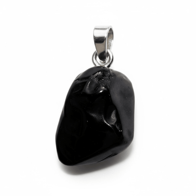 Pendentif spinelle noir Thailande boucle argent 925