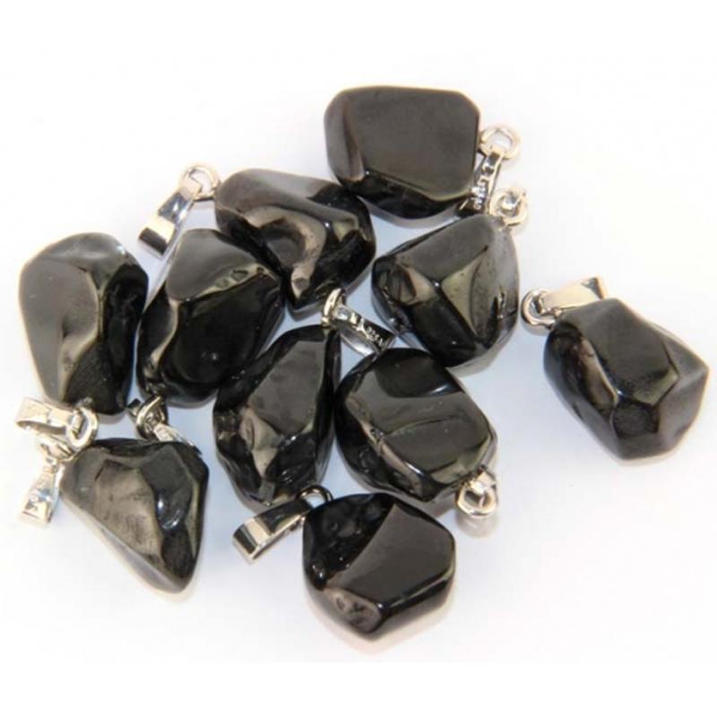Pendentif spinelle noir Thailande boucle argent 925 - La Boite à Cailloux